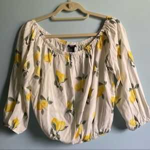 Forever 21 off the shoulders lemon blouse